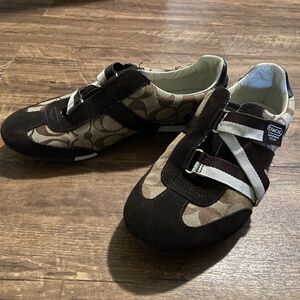 COACH JULI Women's Sneakers Signature C Canvas/Suede F0007/F08 Sz 8.5M